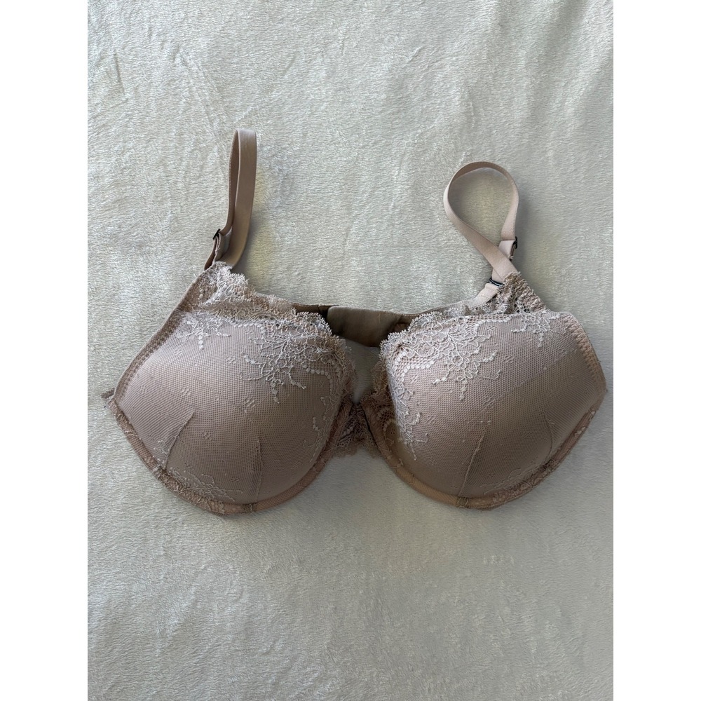 Spanx Undietectable Lace Underwire Bra‎ Beige Nude 36DD Floral Mesh Back